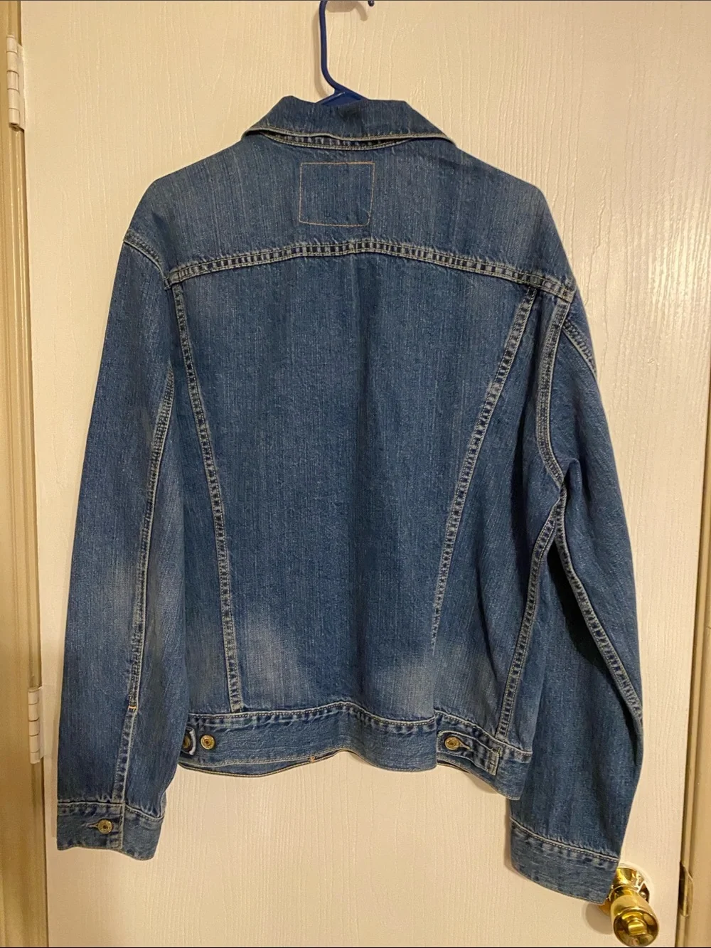 Levi's Dark Blue Denim Jacket with Yellow Stitching - Picture 3 of 3